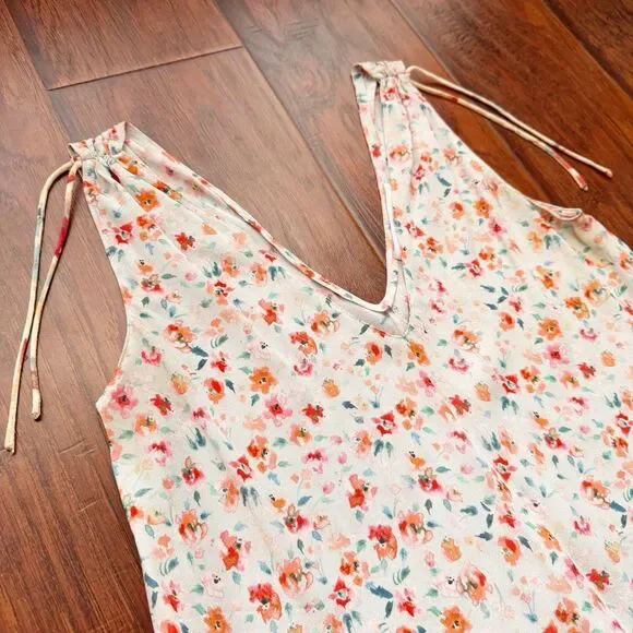 Amanda Uprichard 100% Silk Cami Tank Top Tie Shoulder Floral Romantic Sz XS - Picture 3 of 14